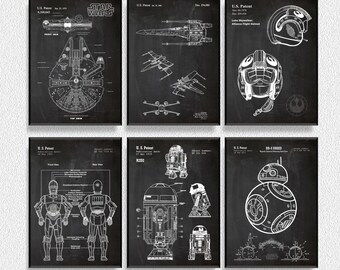 Star Wars Droid Patents Set of 6 Prints, Star Wars Prints, Star Wars Posters, Star Wars Blueprints, Star Wars Art, Star Wars Wall Art