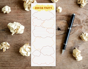 Brain Farts Notepad (large magnetic basic to do list note pad, organization memo pad, clouds, comic strip, thought bubble)