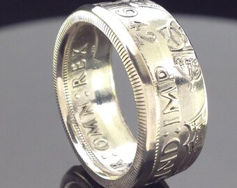 British Silver Half Crown Coin Ring (1928-1945)