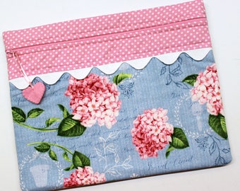 Pink Hydrangeas Cross Stitch Embroidery Project Bag