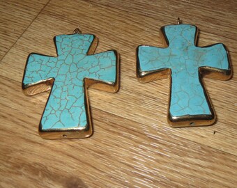TURQ Howlite Gold Plated Pendants 51 x 41 MM