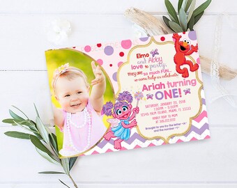 Elmo and Abby Birthday Invitation, Abby Cadabby Birthday Invitation Printable with Photo, Elmo Sesame Street Birthday Invitation
