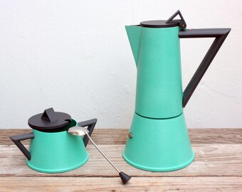 HARD TO FIND - Coffee service Academy Lagostina Made in Italy Vintage Memphis Design Milan's 90 Ettore Sottsass design Set 2 pieces