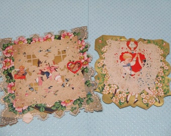 Vintage Childrens Valentine Day Cards Lot-Ephemera-Mixed Media-Paper-Crafts-Scrap Booking-Victorian-1930's