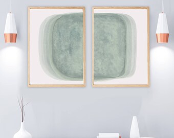 Set of 2 Prints, PRINTABLE Art Print Set, Wall Art Set, 2 Abstract Prints, Sage Green Wall Art, Green Prints, Green Wall Art, Watercolor Art