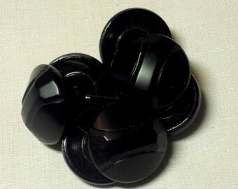 Set of 7 buttons 23mm antique black glass