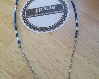 Blue and silver chevron necklace