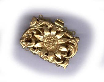 vintage clasp chunky FIVE STRAND CLASP, starburst design jewelry clasp vintage goldtone clasp