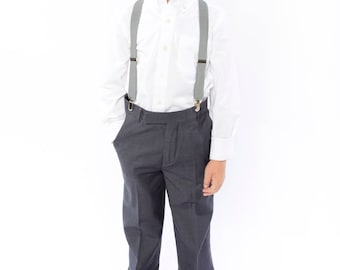 Light Gray Suspenders for Baby Toddler Boy Men