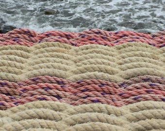 recycled lobster rope floor mat OOAK rugs Maine lobster rope rope doormat indoor rug outdoor rugs Mermaid mats housewarming gift beach decor
