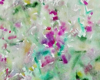 Original painting on handmade paper. Colors of spring.