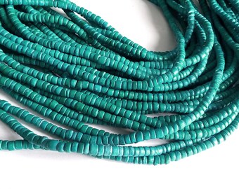 Coconut bead 130 aqua wood Beads - Coconut Rondelle Disk Beads 4-5mm