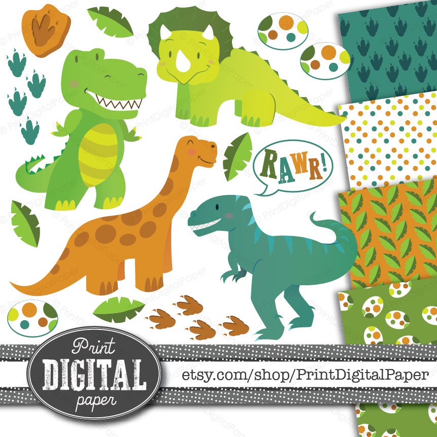 Instant Download Digital clip art Dinosaur vector graphics ...