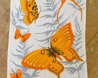 Vintage Butterfly Tea Towel Made in U.K.