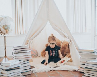 Kids Play Tent Canvas Teepee, Can Include Window, Available in Two Sizes, Kids Tee pee, Kids Tent Ready to Ship, FULLY ASSEMBLED