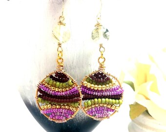 Bohemian jewelry, Boho jewelry, Bohemian earrings beaded, Boho earrings, Bohemain earrings gold, Hippie earrings dangle, Gold Gypsy earrings