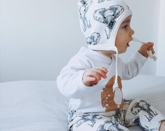 Elephant Print Baby Leggings, Organic Baby Clothes, Baby Gift, Organic Unisex Leggings, Unisex Baby Clothes, Organic Baby Leggings