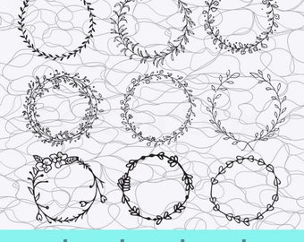 Flower Wreath SVG, Leaf Wreath SVG, Laurel Wreaths Clipart Digital, Leaf Circle Monogram Frame, Leaf Circle Monogram Frame Files, Silhouette