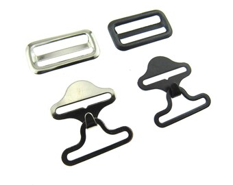 19mm Bow Tie Clips / Black or Silver / 3 Piece Bow Tie / Cravat Set