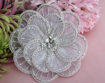 fabric flower, tulle flower, flower brooch, flower comb, wedding comb, Swarovski brooch, fabric flower, wedding flower, flower pin