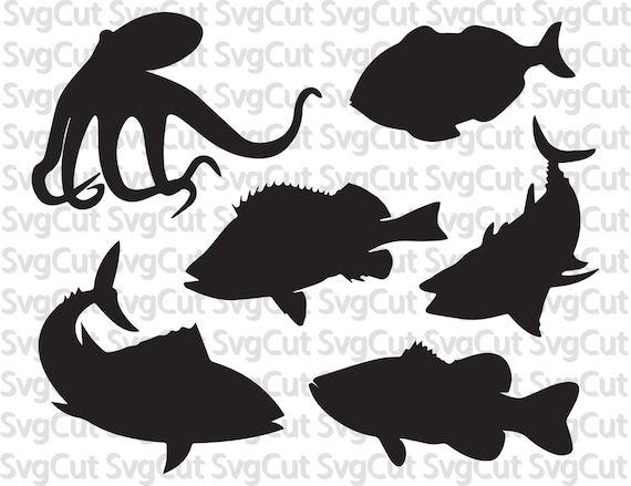 Download Fish Ocean SVG Monogram Frames Cut Files SVG DXF Silhouette