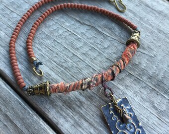 Cinnamon Forest Sari Ribbon Necklace
