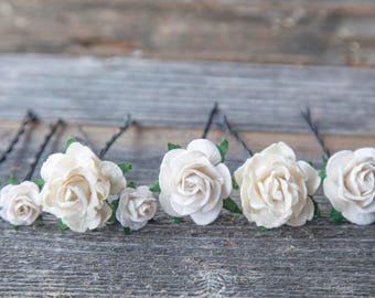 Flower Hair Pins Wedding Pins Bobby Pins set of 7