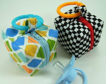 Huge Sale ... Pacifier Pouch Pattern ... Mini Zippered Cube PDF Sewing Tutorial