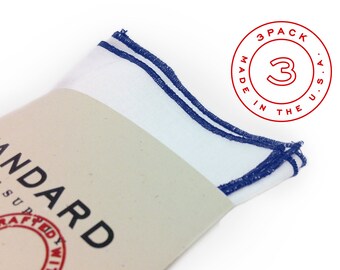 3 Pack – White Pocket Square with Serged Trim