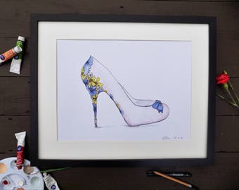 Watercolour Shoe Print A3