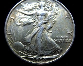1936 Walking Liberty Silver Half Dollar, Vintage Half Dollar, Silver Coins, Rare Coins, Vintage Coins, FREE Shipping