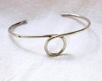 Mexican Cuff Bracelet Sterling Silver Loop Modern Swirl Jewelry Medium Large Vintage Modern Mexico Size 6 .75