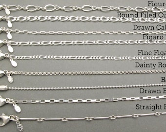 Sterling silver Chain - .925 - Rollo Chain - Ball Chain - Curb Chain - Figaro Chain - Necklace - Jewelry Supplies - Men - Women