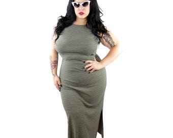 Plus Size Vintage 1990's Striped Maxi Dress - Size 1X