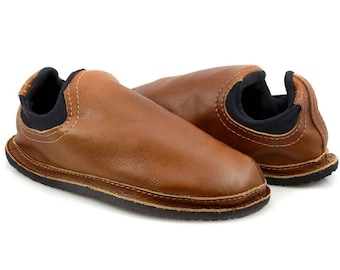 Brown Leather Shoes - Leather Slip Ons - Slip On Shoes - Laceless Shoes - Zero Drop Shoes - Minimal Shoes - Adult Softstar "Rogue" Style