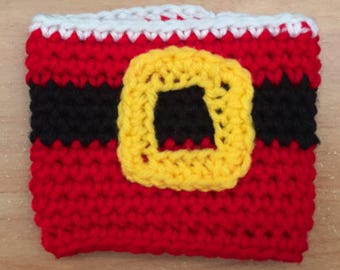 Santa Cup Sleeve - Christmas Cup Sleeve - Christmas Coffee Cup Holder - Coffee Lover Gifts- Crochet Coffee Cup Sleeve - Teacup Sleeve