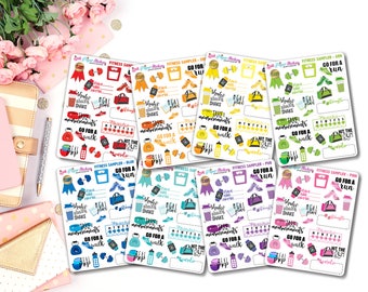 Fitness / Health samplers! - Multicolor - set of 23 stickers for your Erin Condren, Happy Planner, or Travelers Notebook!