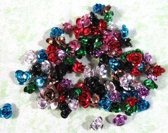 Assorted Color 10MM Aluminum Flower Beads (B404a)