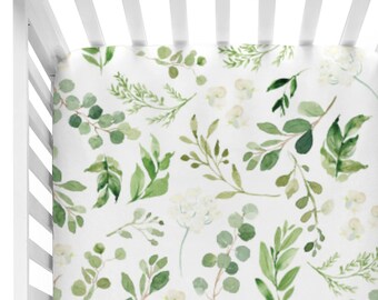 Leafy Greenery Crib Sheet | Garden, Leaves, Greenery, Twigs | Leafy Nursery Crib Sheet | Greenery Nursery Decor