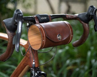 Handlebar Bag - Leather Bicycle Barrel Bag