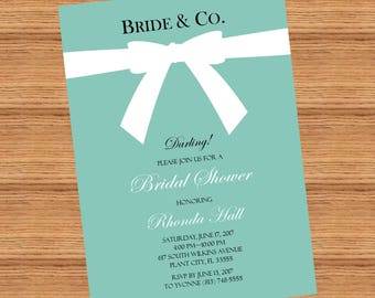 Themed bridal Shower Invitation, Breakfast at Tiffany's Bridal Shower Invitation, Printable