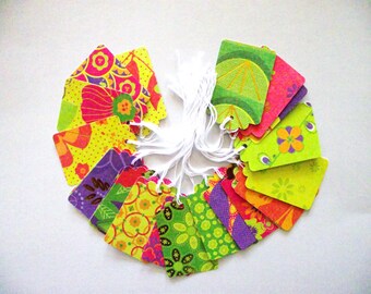 25 - PRESTRUNG - Cardstock Tags - Funky Fun Patterns - Free Secondary Shipping