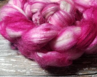 Spinning fiber superwash merino silk 50/50 combed top 100g hand dyed