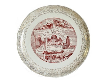 Vintage Los Angeles California Hanging Decor Plate