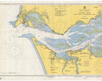 Columbia River & Astoria Oregon Historical Map 1948