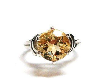 Citrine, citrine ring, birthstone ring, banded yellow ring, solitaire ring, s 6 3/4 "Yellow Belly"