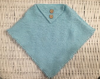 Turquoise blue poncho baby from 3 months