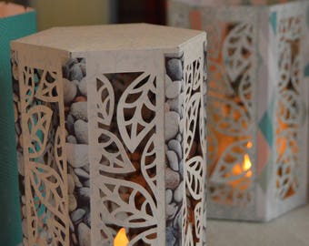 Cut Paper Lantern/Luminaria - Leaf Patterned - Ready to Assemble