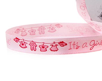 It's A Girl Pink Ribbon. 16mm pink ribbon, baby craft ribbon Baby Ribbon. Dummy Ribbon or Passifier Ribbon Baby Shower Ribbon