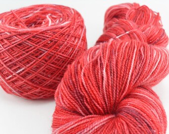 Hand dyed Sock Yarn Sparkling Silver Light Red Sparkle 100 gram skein handdyed hand-dyed